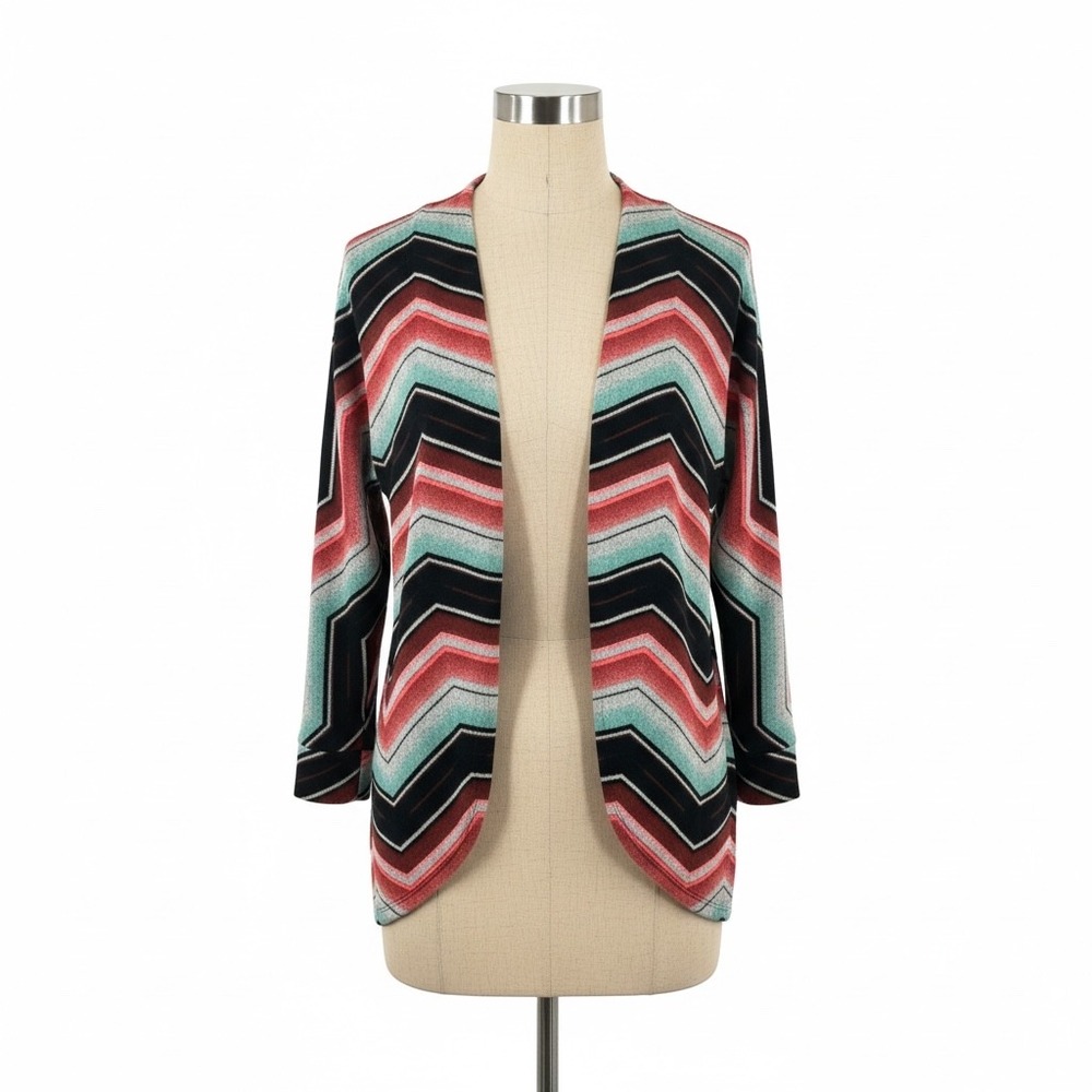 Daily Special Chevron Open‎ Front Cardigan Multicolor Large